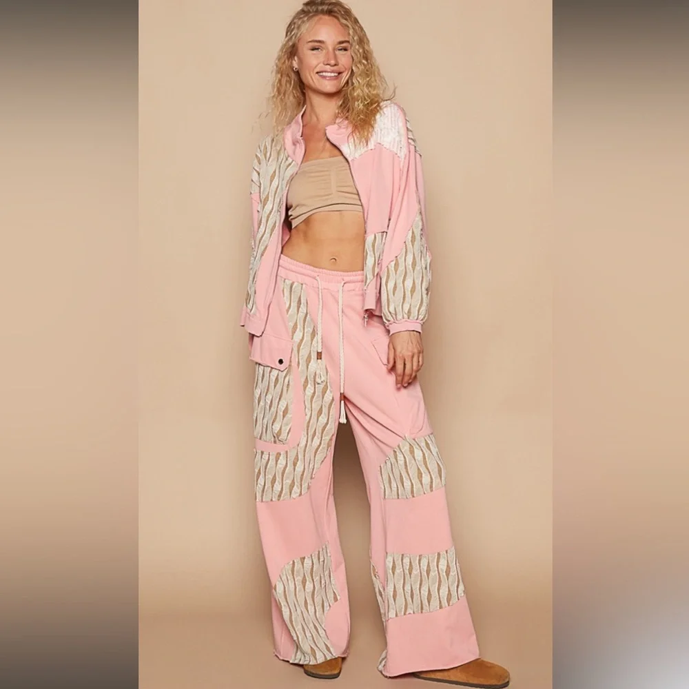 113 ❤️ POL Roomy fit wavy patch jacket and pant set - Picture 1 of 10